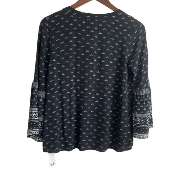 MUDD Women Top XS Black Bell Sleeve Boho Babydoll‎ Cottage Y2K Retro Girly NEW - Picture 3 of 11